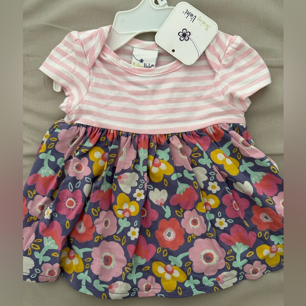Floral dress romper baby newborn pink stripe